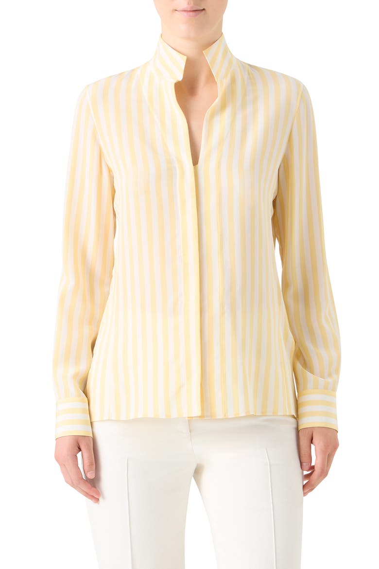 Stripe Silk Tunic Shirt, Main, color, SUN/ ECRU