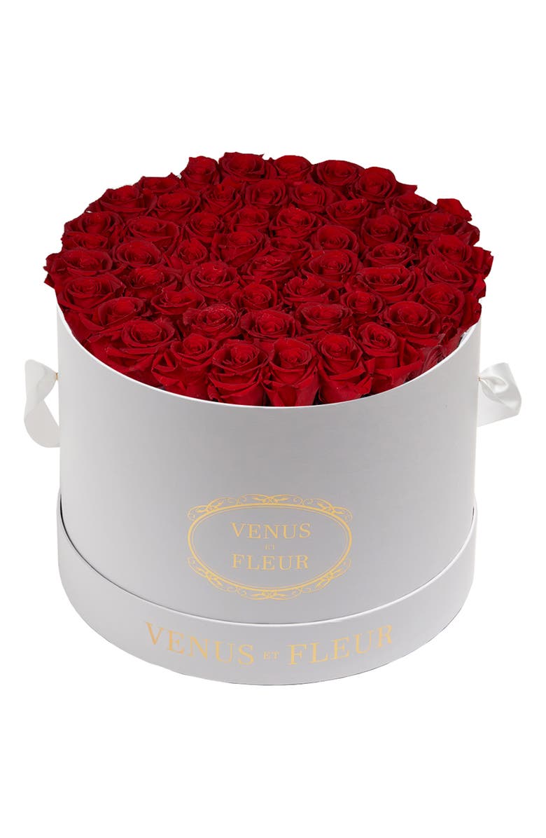 Venus ET Fleur Classic Large Eternity Roses, Main, color, Dark Red