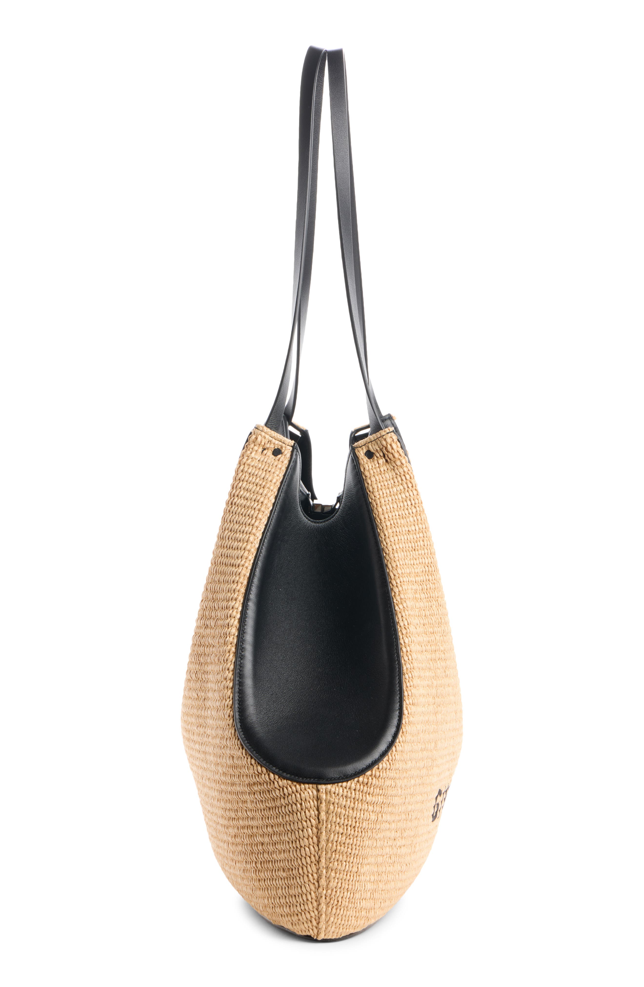 Givenchy Medium Facet Straw & Leather Tote, Alternate, color, Natural