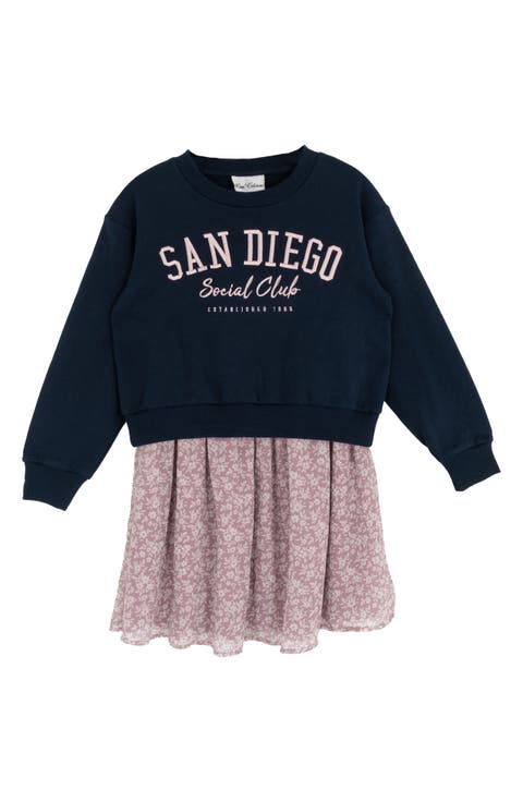 Kids' Graphic Sweatshirt & Smocked Sundress Set (Big Kid)
