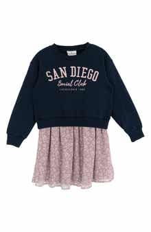 Rare Editions Kids' Graphic Sweatshirt & Smocked Sundress Set