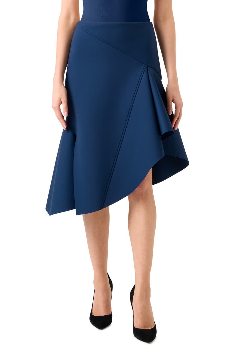 Asymmetric Techno Neoprene Skirt, Main, color, DENIM BLUE