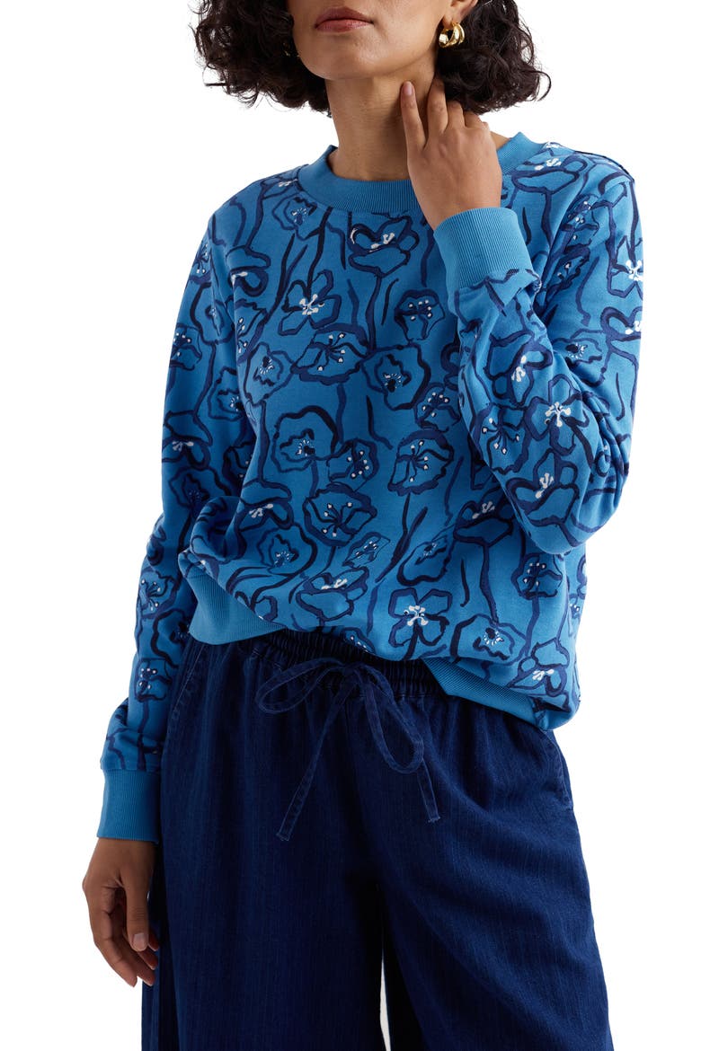 Bright Wave Organic Cotton Sweatshirt, Main, color, POPPY STEMS SAILBOATS