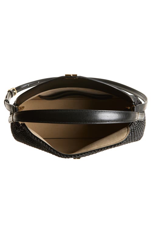 Totême Toteme T-lock Woven Leather Top Handle Bag In Black