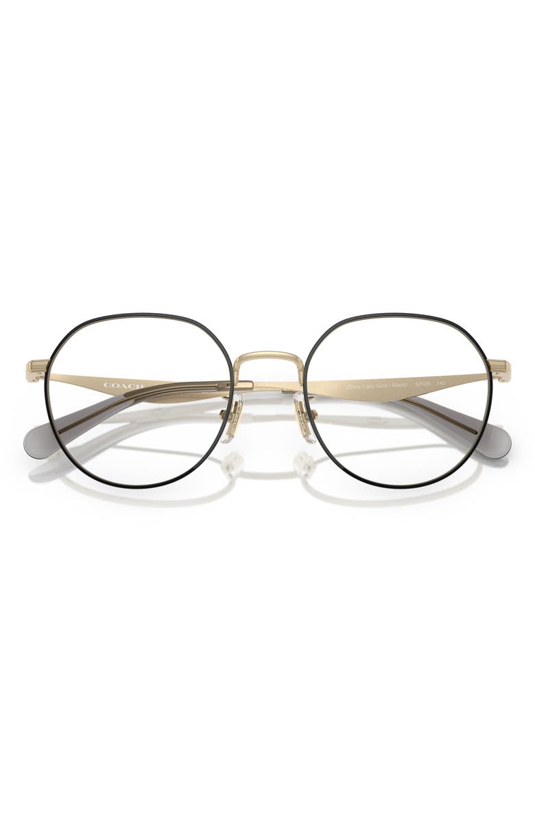 COACH 52mm Round Optical Glasses, Alternate, color, Light Gold / Black / Demo Lens