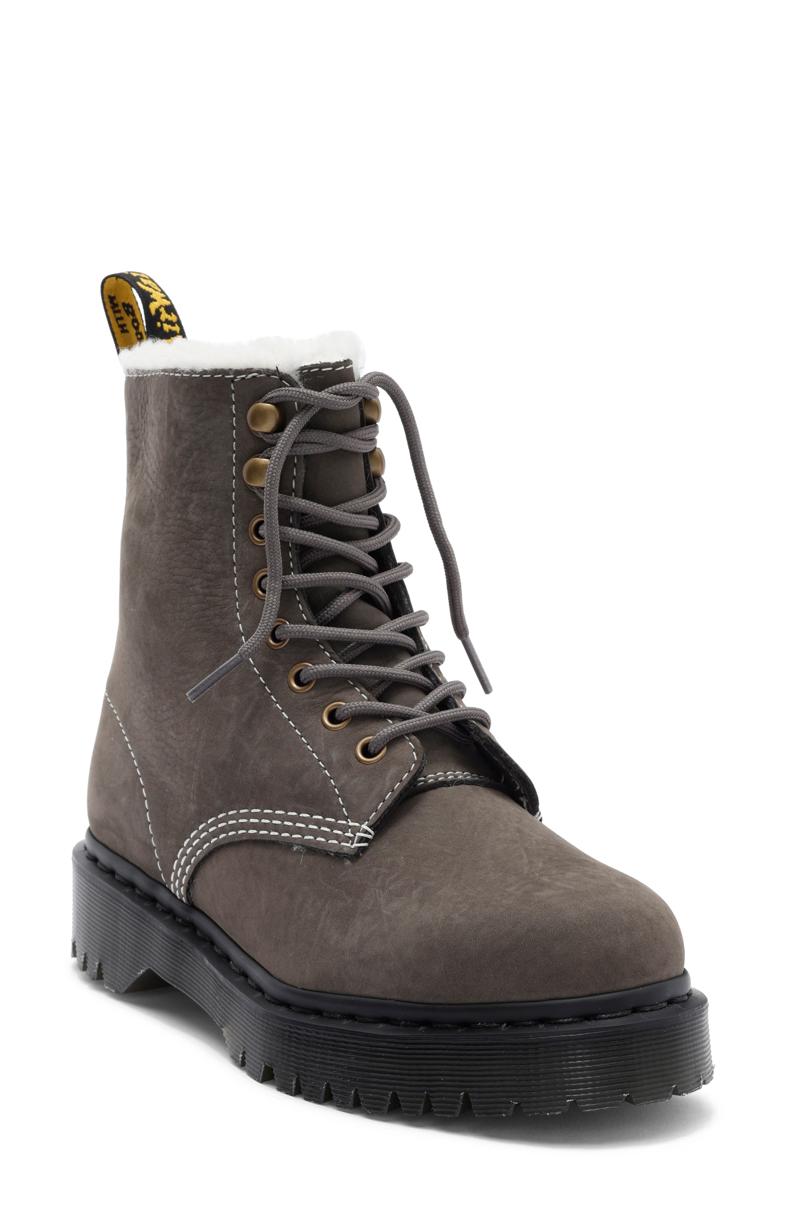 Dr. Martens 1460 Pascal Bex Faux Fur Lined Boot In Gray