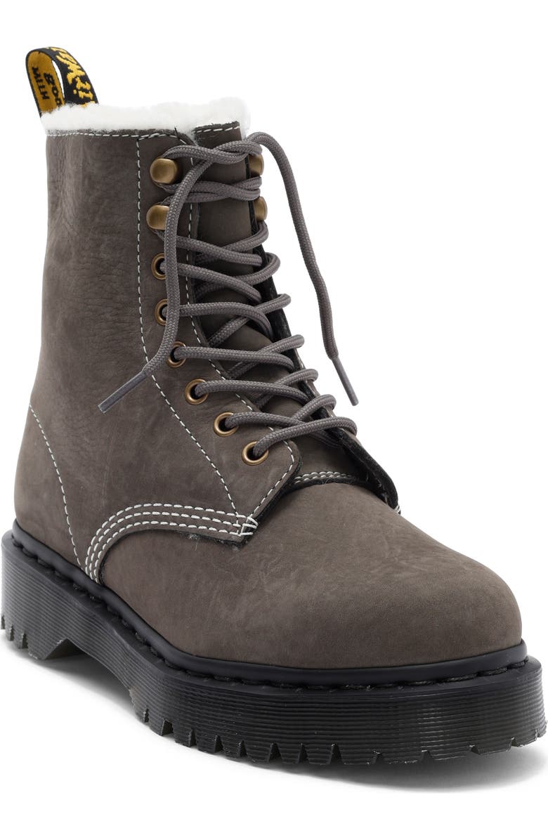 Dr. Martens 1460 Pascal Bex Faux Fur Lined Boot, Main, color, Gunmetal