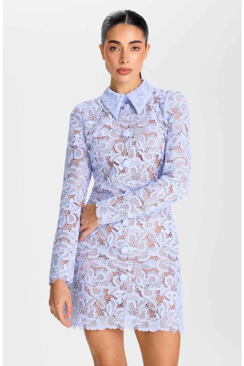 Lorna Floral Lace Long Sleeve Cocktail Minidress, Alternate, color, BLUE