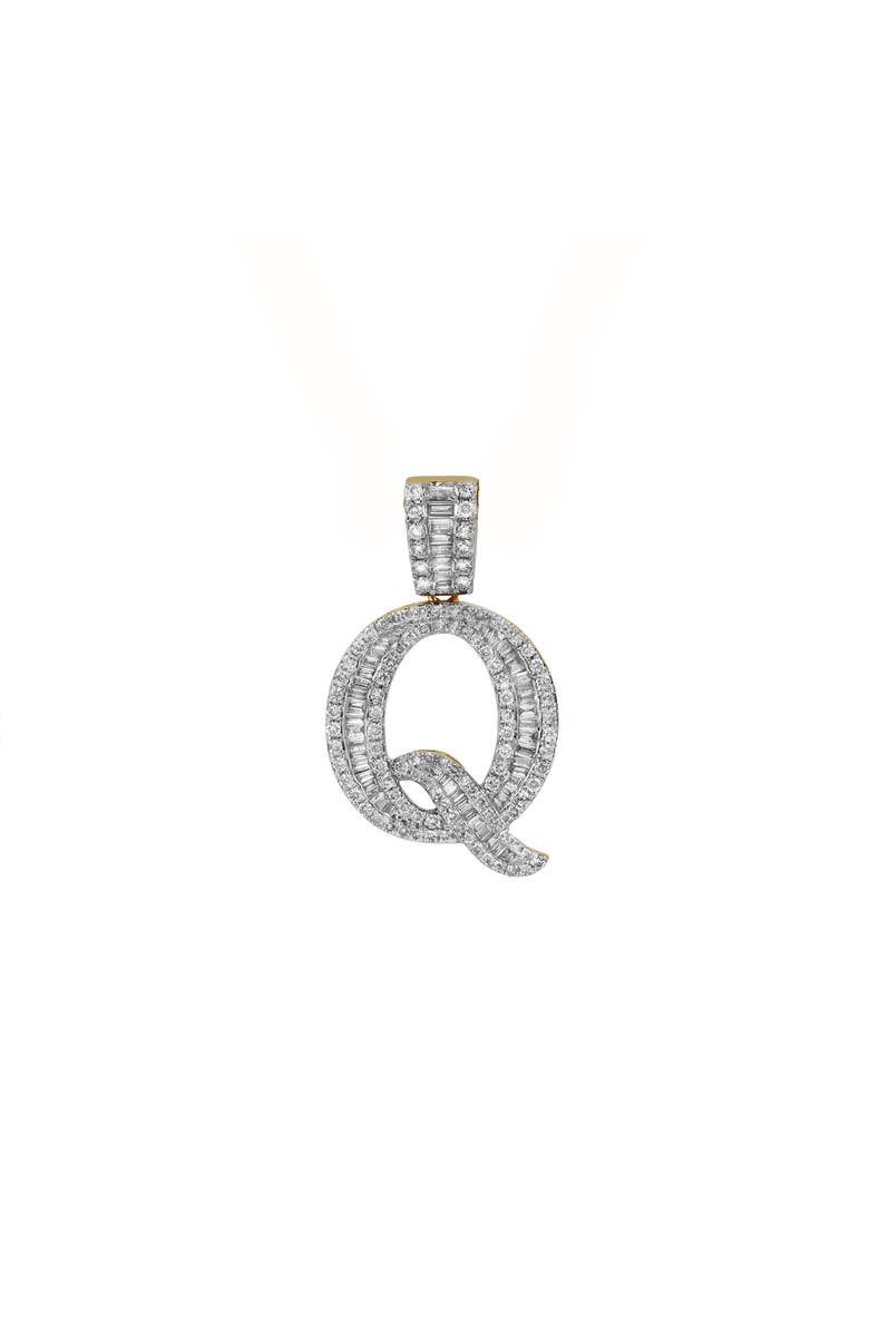 LuvMyJewelry Q Initial Diamond Pendant 10K Yellow Gold - 1 Carat, Alternate, color, 