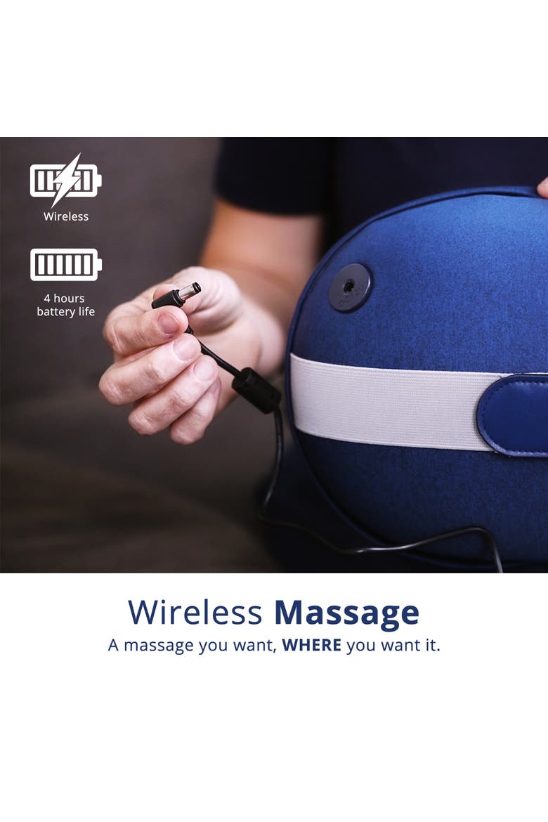 Kumo Mini Wireless Massage Pillow with Heat, Alternate, color, Blue