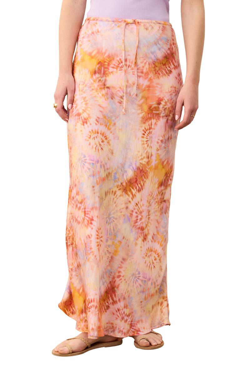Gabrielle Floral Drawstring Maxi Skirt, Main, color, TIE DYE