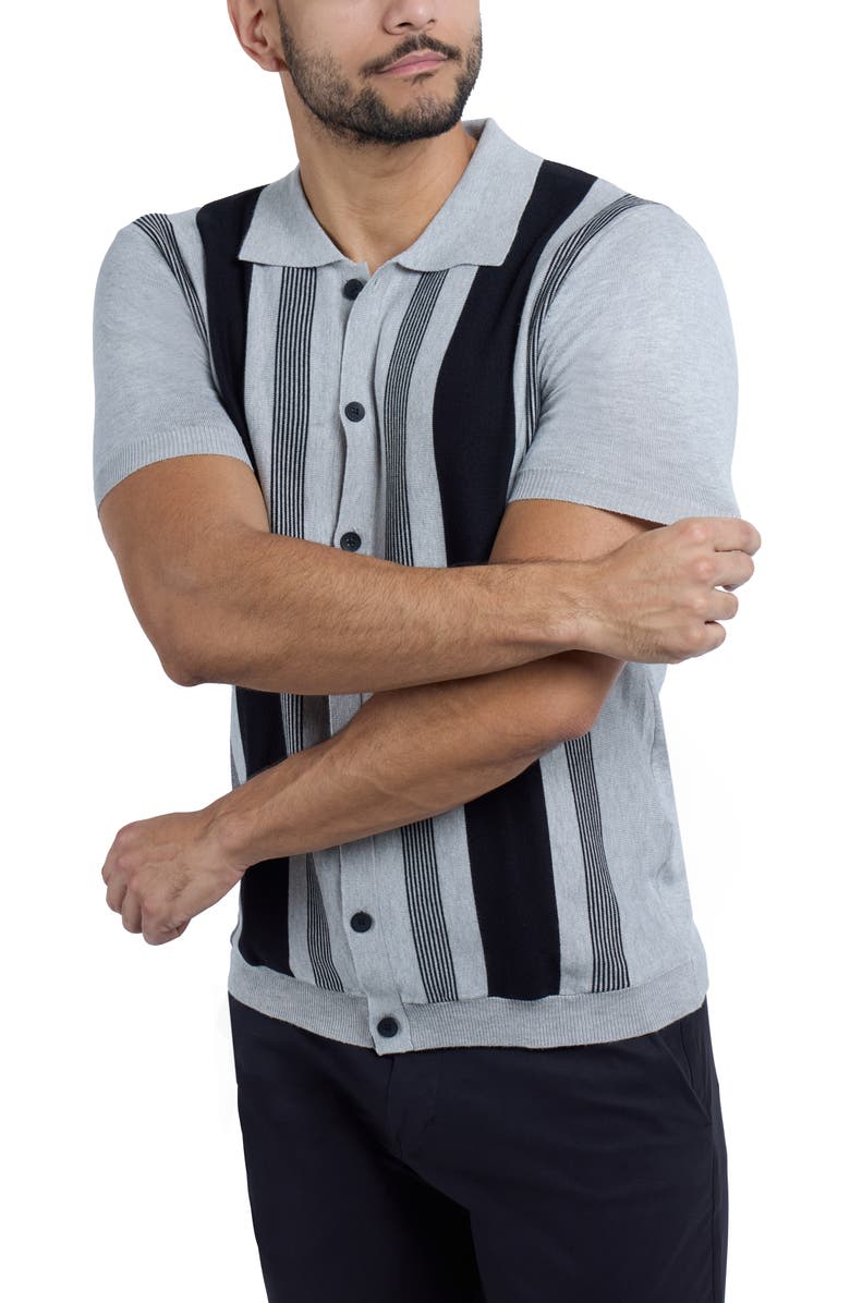 Spring + Mercer Classic Fit Stripe Short Sleeve Knit Button-Up Shirt, Alternate, color,