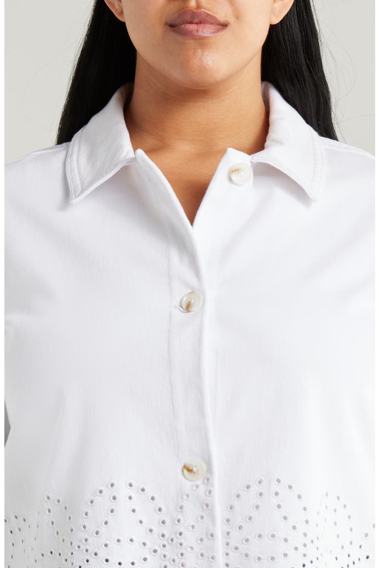 Gem Eyelet Detail Denim Jacket, Alternate, color, WHITE