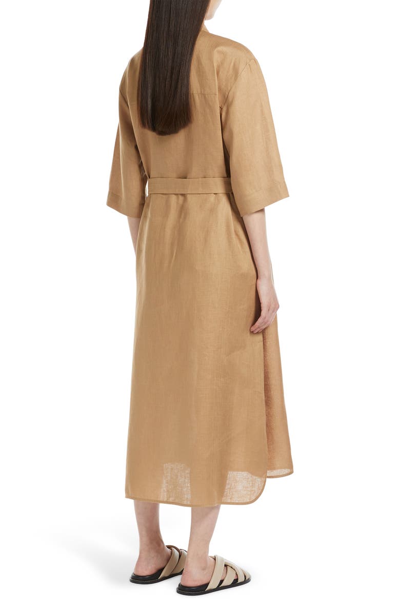 MM by Max Mara Salute Linen Shirtdress, Alternate, color, Camel