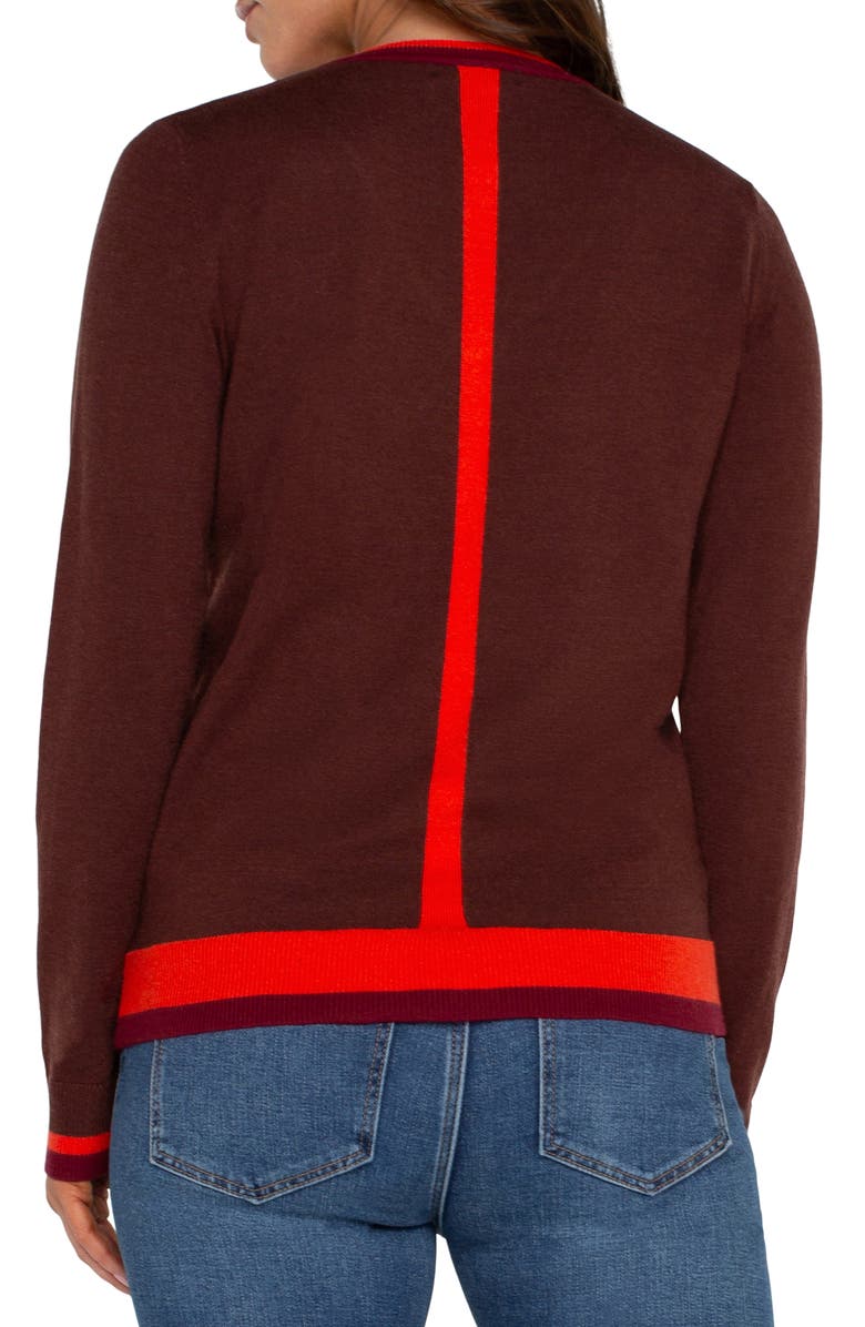 Liverpool Los Angeles Contrast Trim V-Neck Sweater, Alternate, color, 