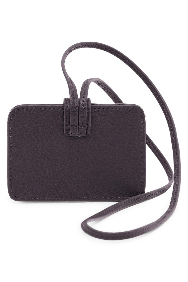 Buckle Leather Cardholder on a Lanyard, Alternate, color, BURGUNDY