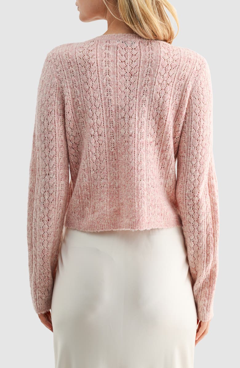 Lush Pointelle Cardigan, Alternate, color, Mauve