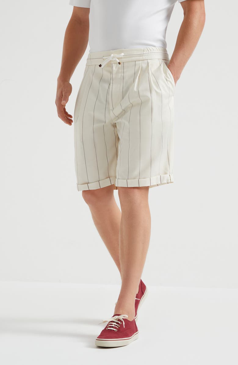 Brunello Cucinelli Chalk stripe Bermuda shorts, Alternate, color, 