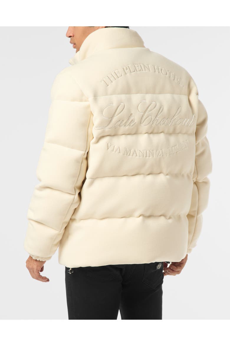 Puffer Jacket With Embroidery Plein Hotel Men, Alternate, color, OffWhite