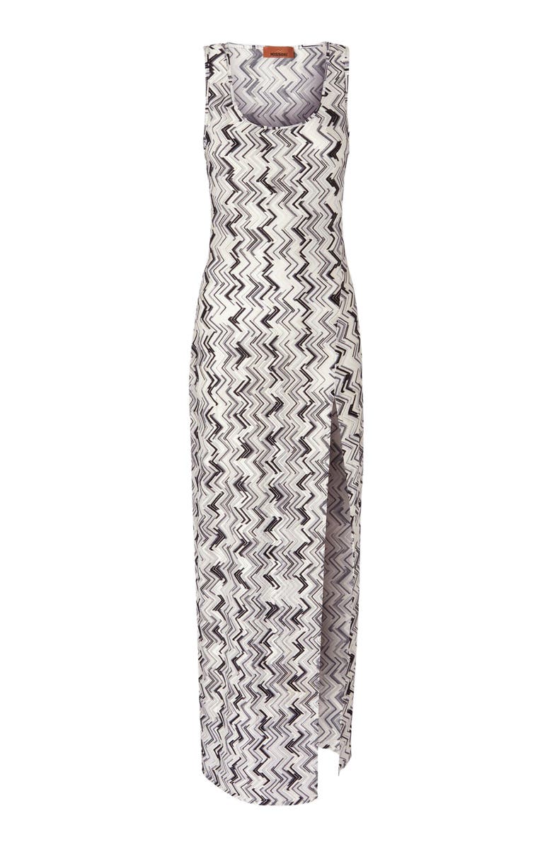 Missoni Long Cover-up Dress In Slub Zigzag Viscose Blend, Alternate, color, Black