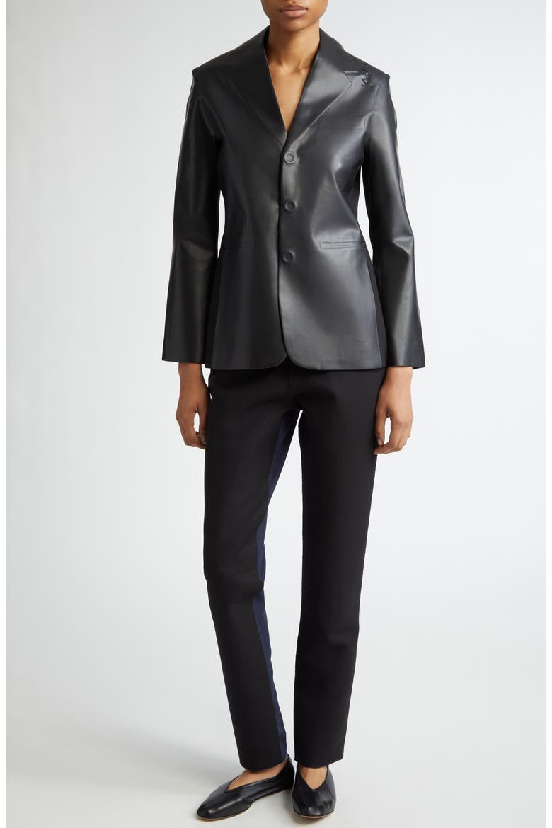 Two-Tone Virgin Wool Grain de Poudre Ankle Trousers, Alternate, color, MIDNIGHT/ BLACK