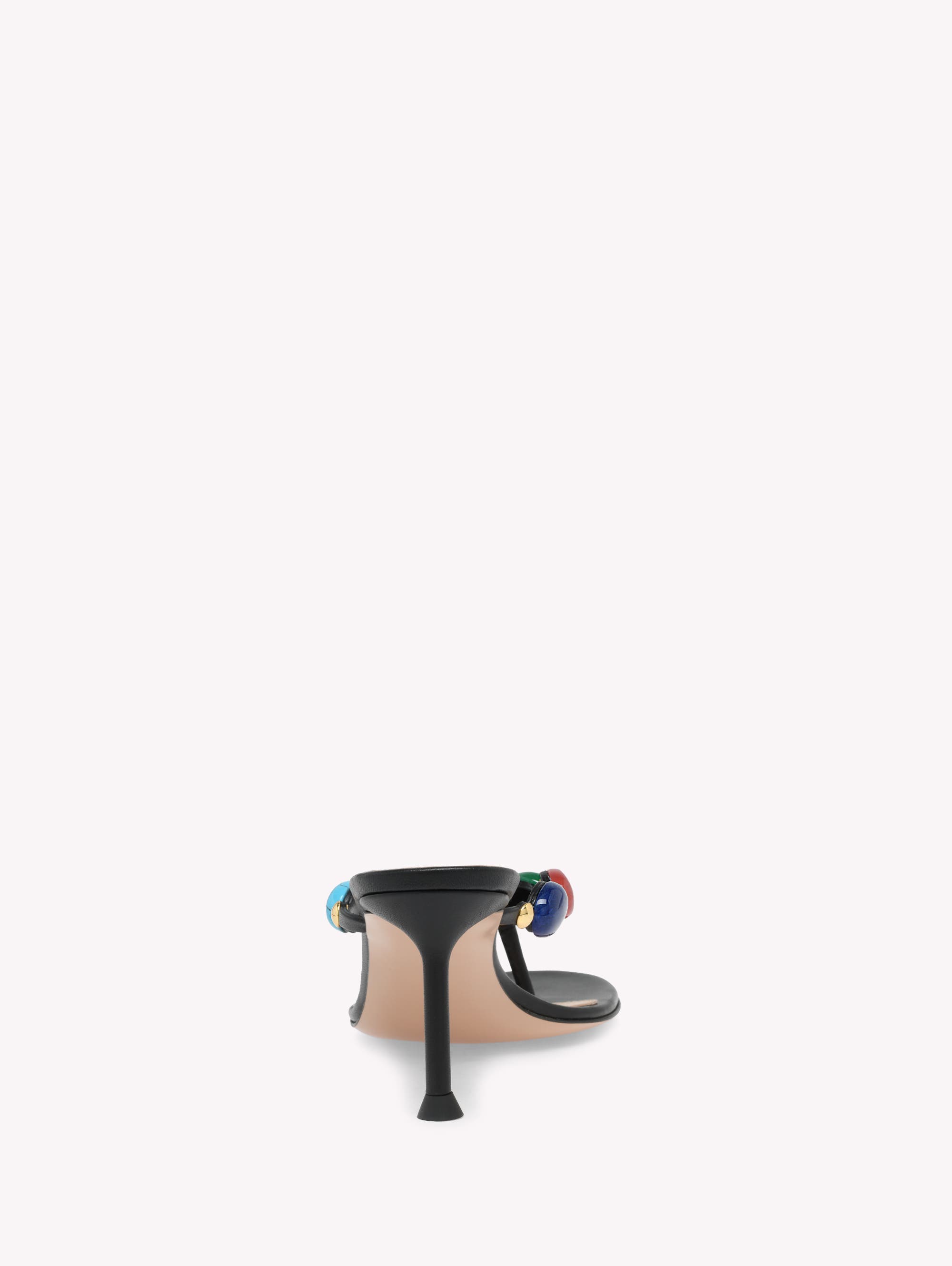 Gianvito Rossi Shanti Thong 70 Sandals, Alternate, color, Black Suede And Nappa