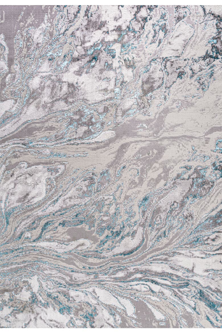 Swirl Marbled Abstract Area Rug, Main, color, Gray/Turquoise