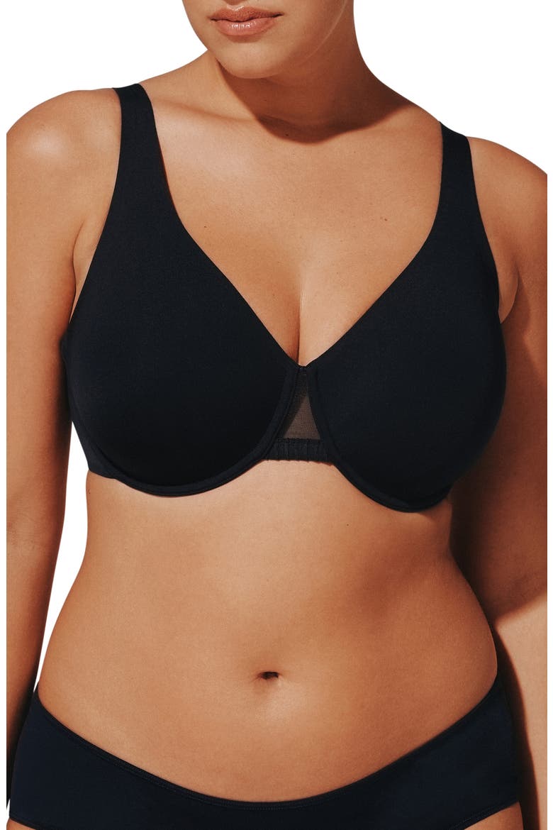 24/7® Classic Underwire Unlined Minimizer Bra, Main, color, BLACK