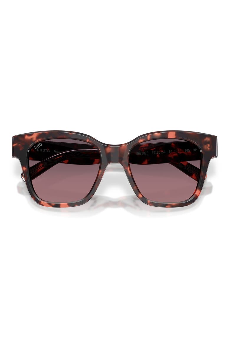 54mm Polarized Square Sunglasses, Alternate, color, SUNSET TORTOISE / ROSE 580G