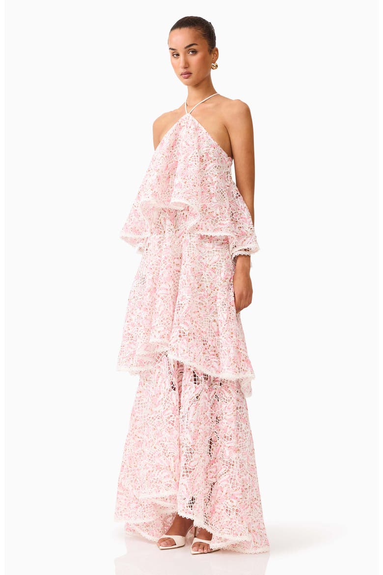 Valencia Floral Tiered Gown, Alternate, color, PINK MULTI