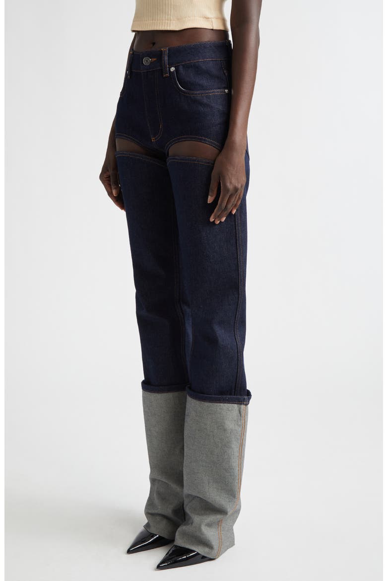 Cutout Cuffed Jeans, Alternate, color, INDIGO