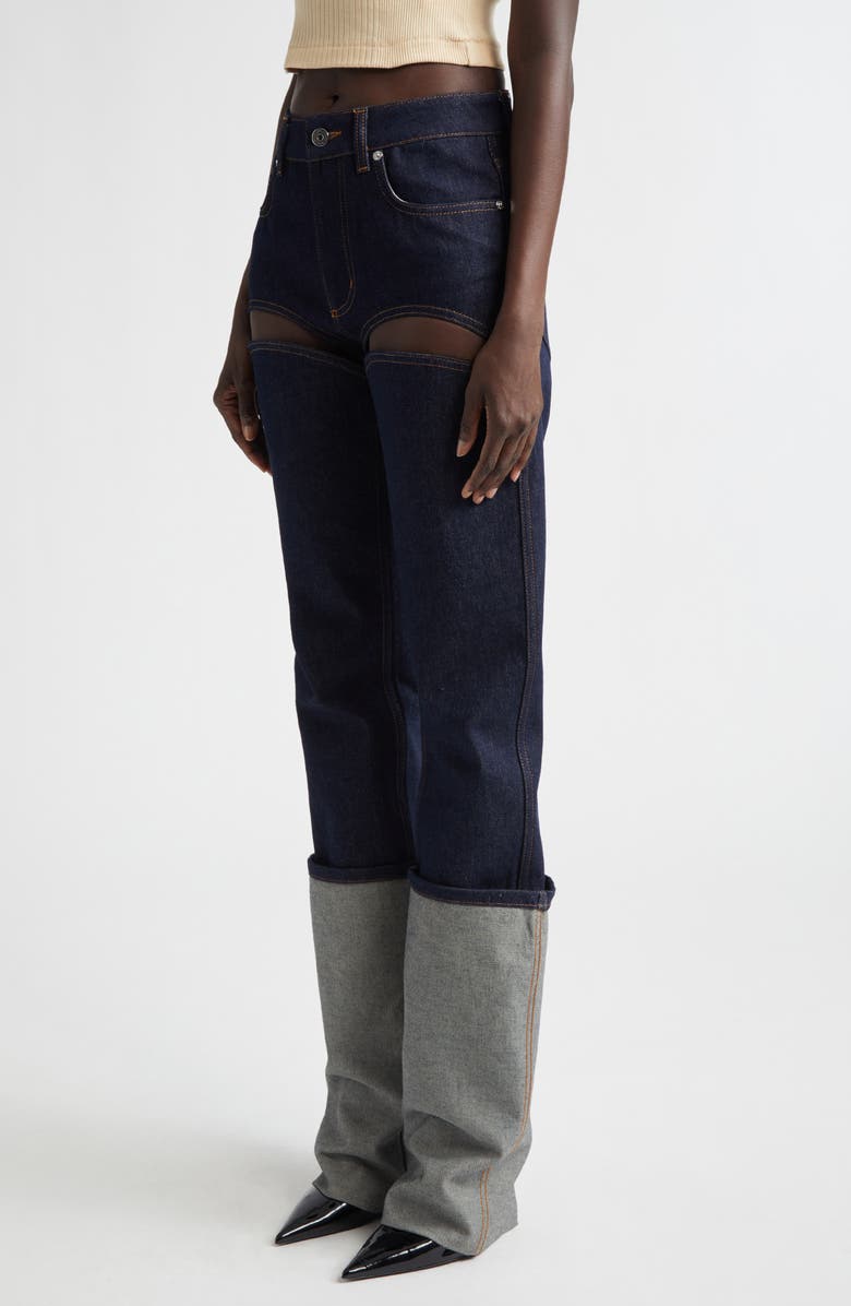Jean Paul Gaultier Cutout Cuffed Jeans, Alternate, color, Indigo