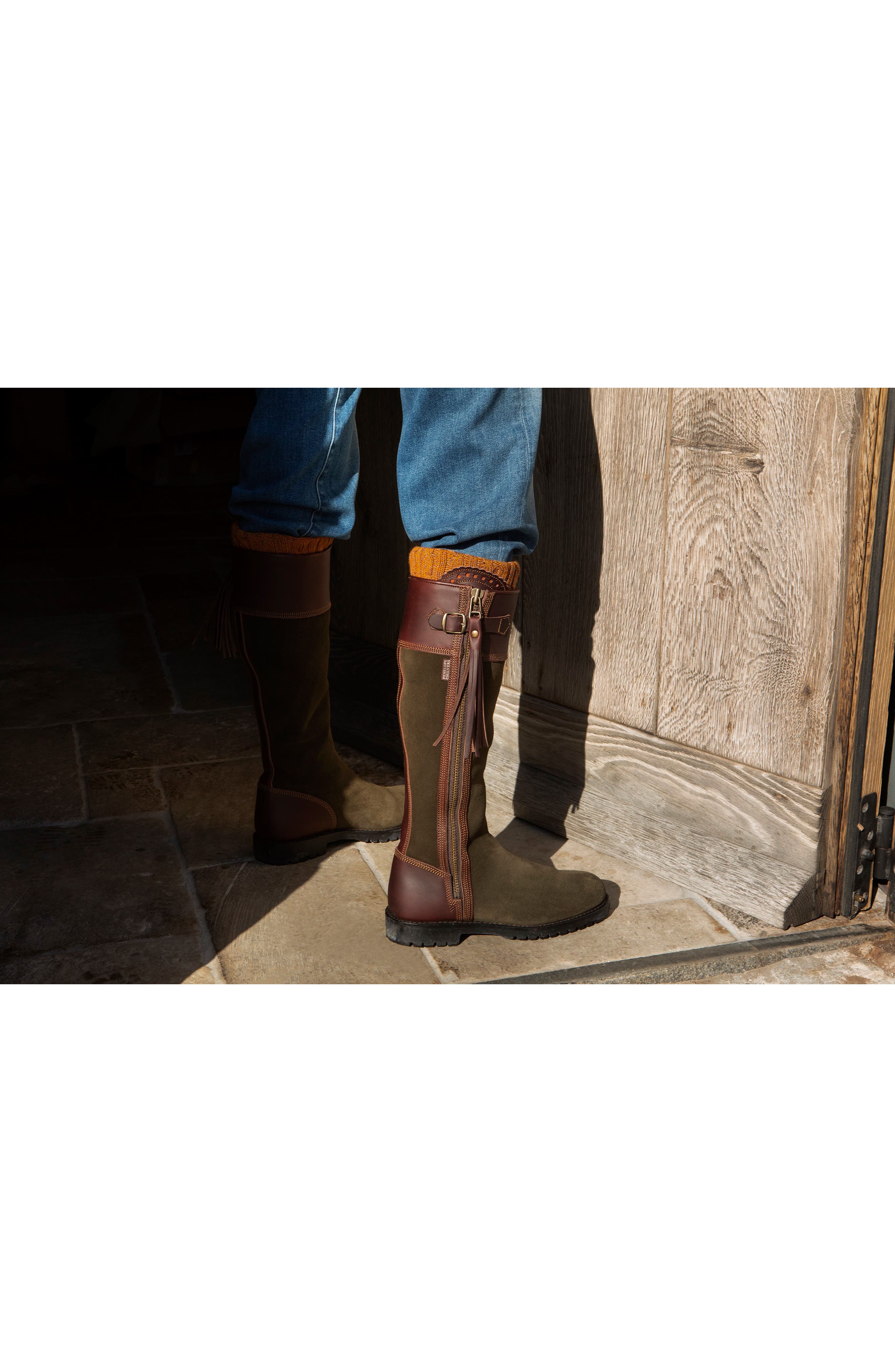 Penelope Chilvers Inclement Long Tassel Waterproof Boot, Alternate, color, Seaweed/Conker