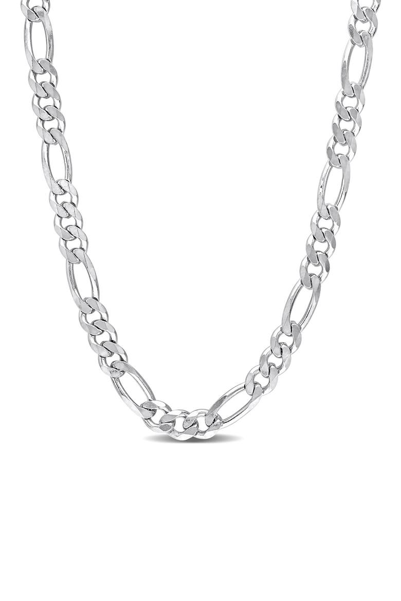 Sterling Silver Figaro Chain Link Necklace, Main, color, WHITE