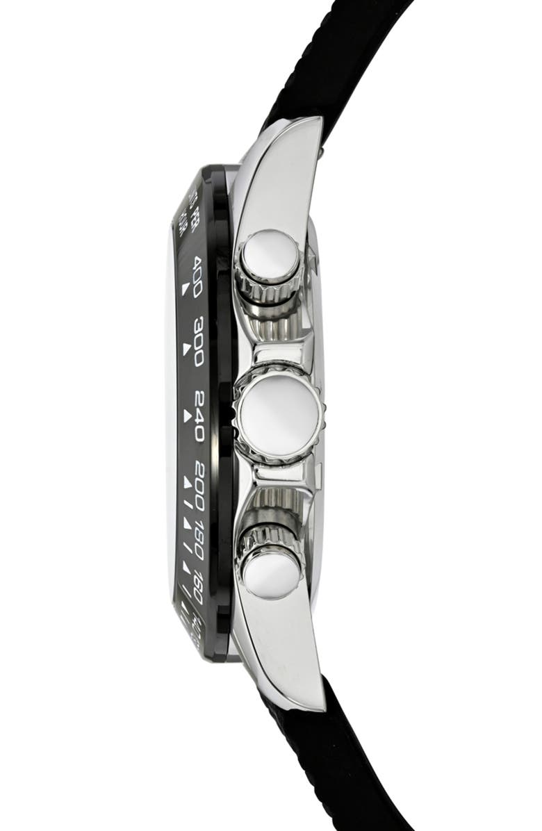 PORSAMO BLEU Preston Silicone Strap Multifunction Watch, 41mm, Alternate, color, Black/ Black