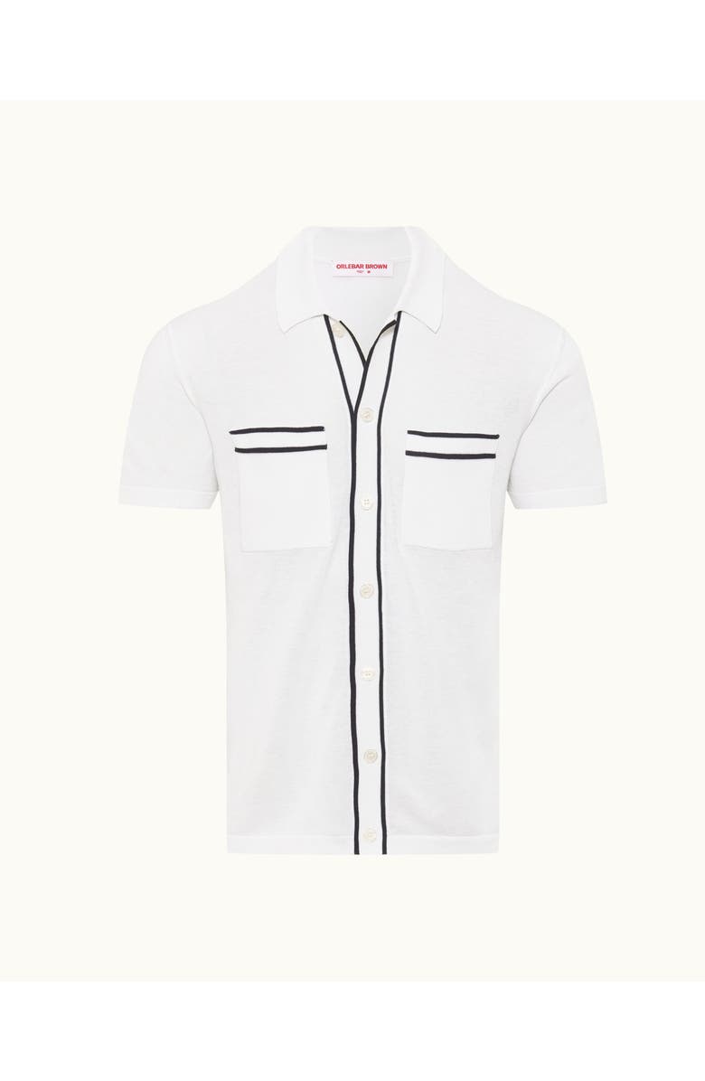 Orlebar Brown Keeling Classic Fit Cotton Silk Knitted Shirt, Main, color, White Sand/Night Iris
