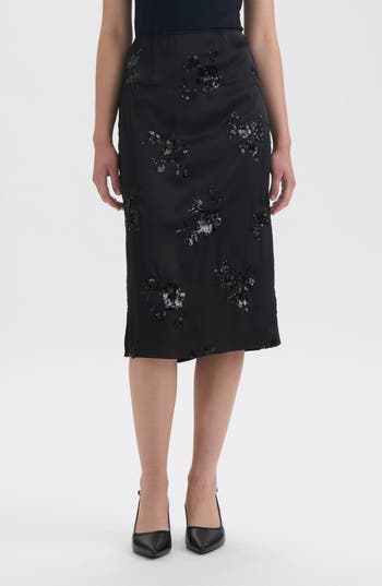Nvlt Sequin Embellished Slip Skirt In Black