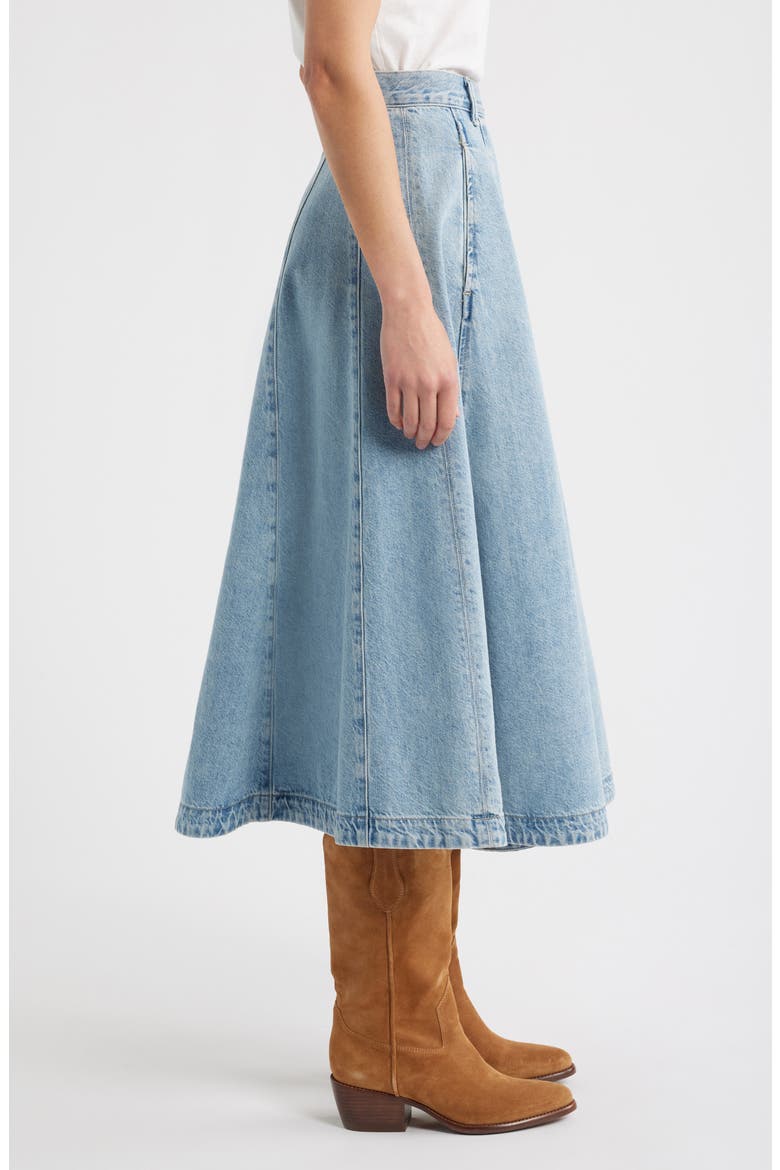 Denim Midi Skirt, Alternate, color, EDMONSON WASH