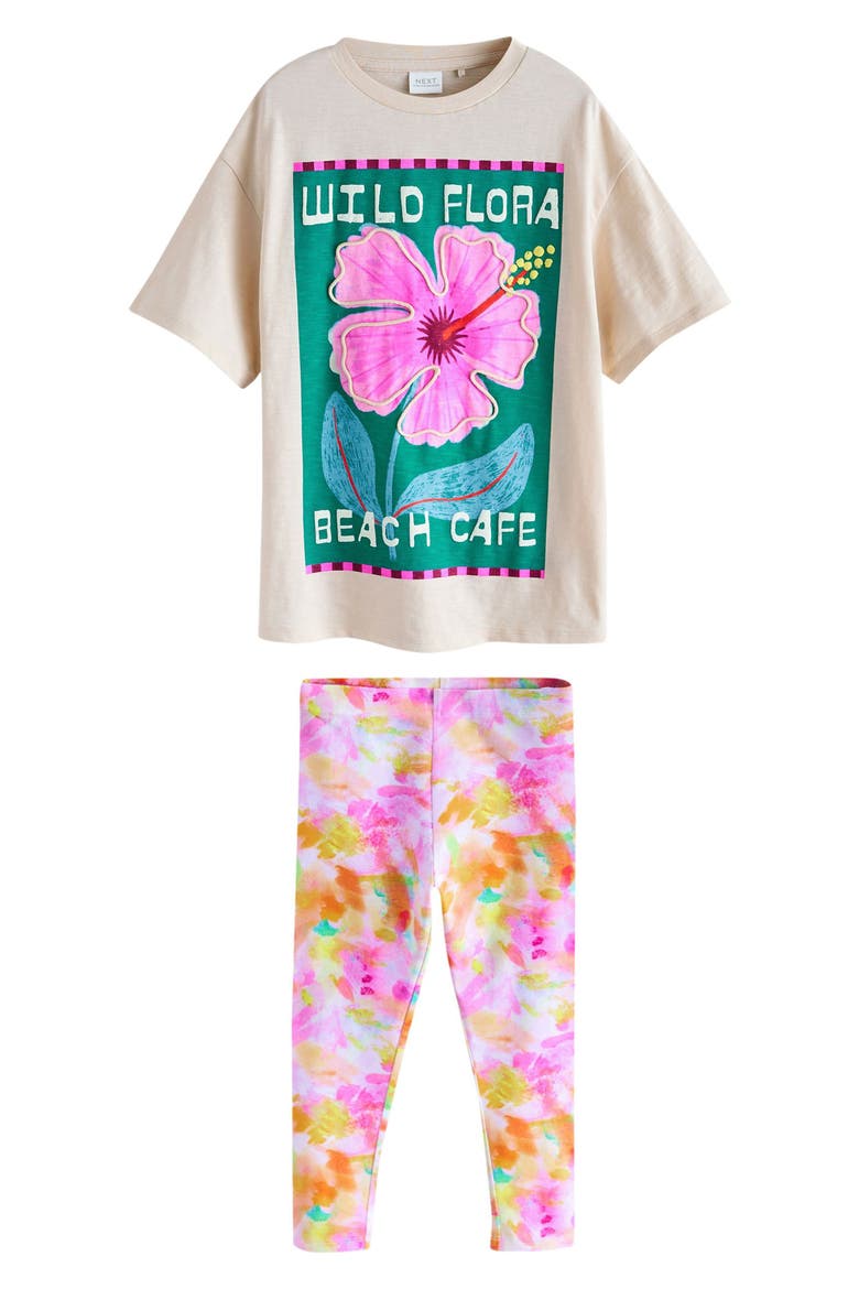 Kids' Floral Graphic T-Shirt & Leggings Set, Main, color, MULTI