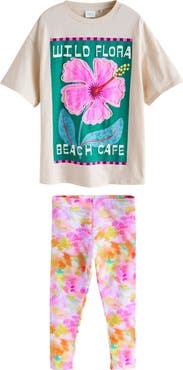 NEXT Kids' Floral Graphic T-Shirt & Leggings Set