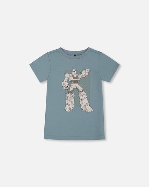 Deux Par Deux Organic Cotton Graphic Tee - Black Panda On Beige Background