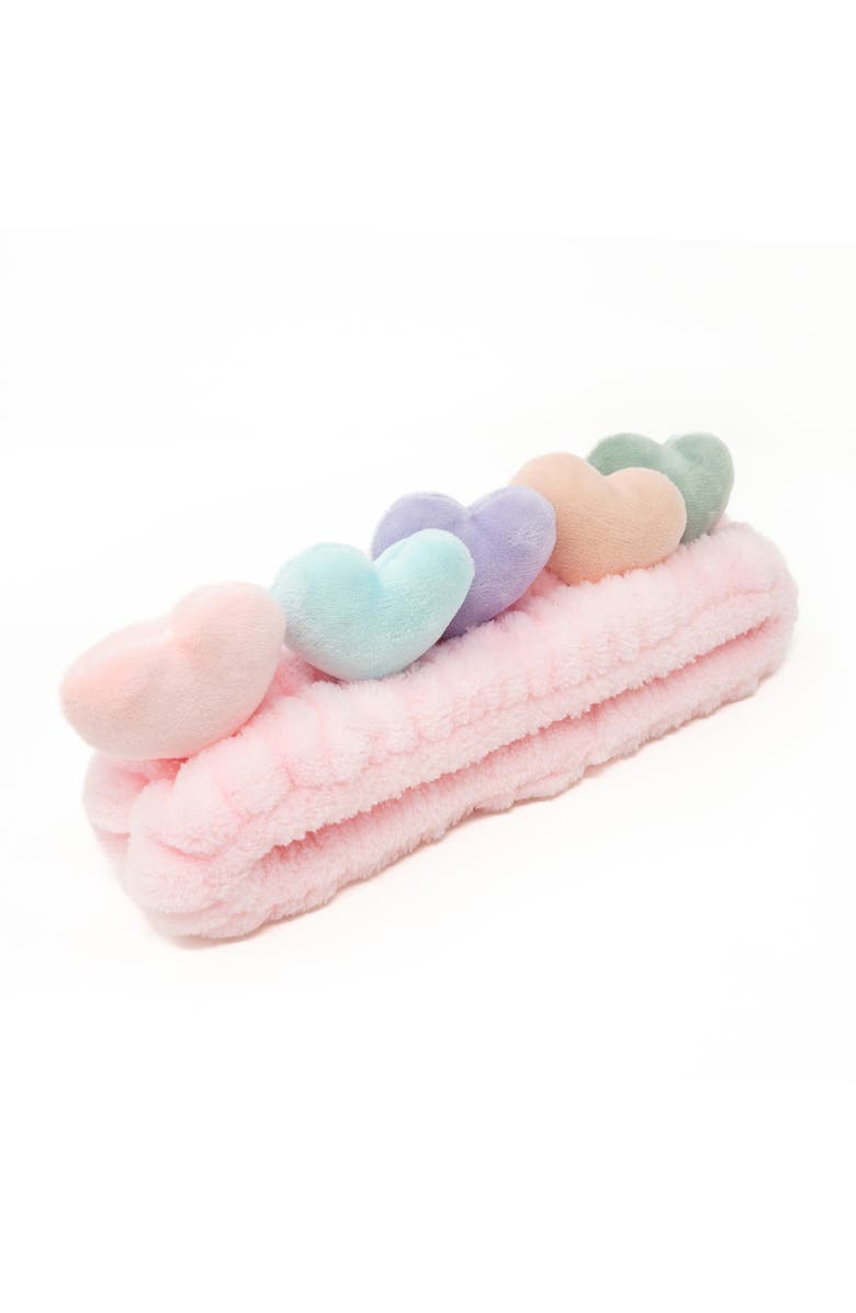 Puttisu 2pc Plush Spa Headband Set, Alternate, color, Bunny Heart Set - Purple/Pink