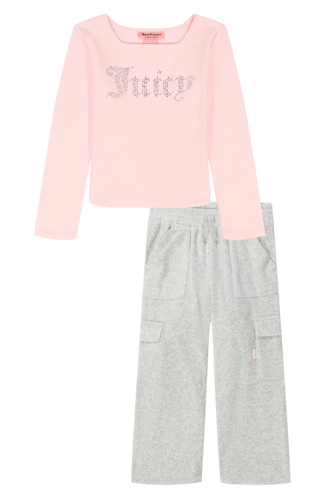 Juicy Couture Kids' Crystal Embellished Long Sleeve T-Shirt & Pants Set