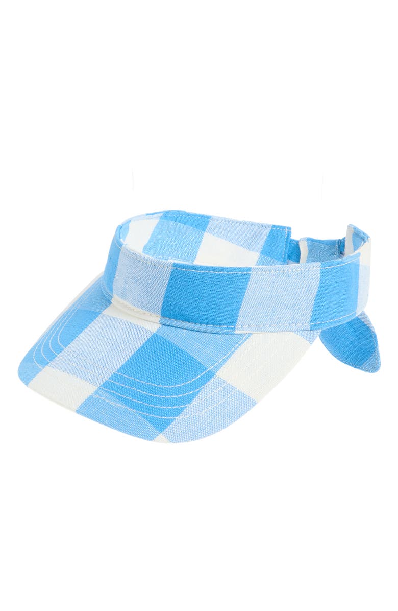 Loeffler Randall Bow Visor, Main, color, Blue Gingham