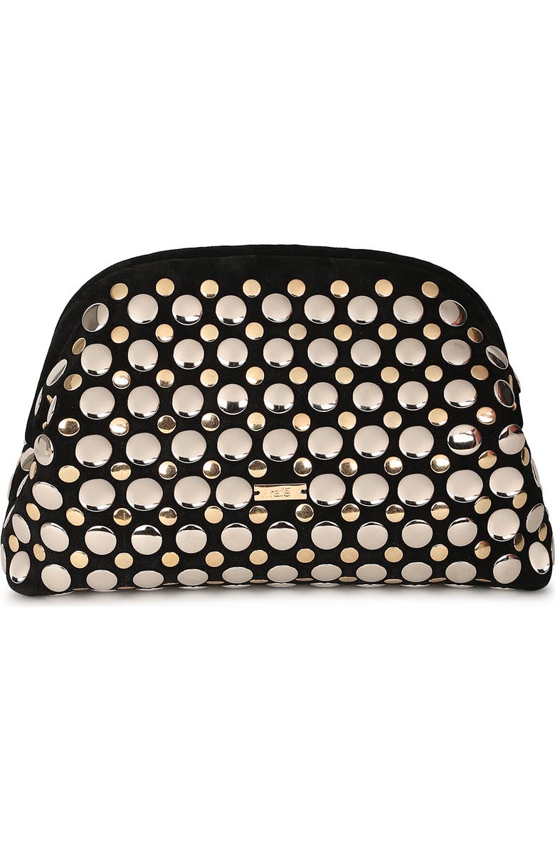 Rafe New York Aya Raffia Crochet Frame Clutch, Alternate, color, Black/ Gold