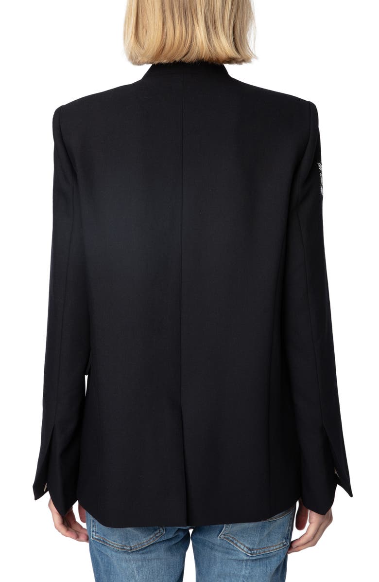 Zadig & Voltaire Very Bis Multistrass Open Front Blazer, Alternate, color, Encre