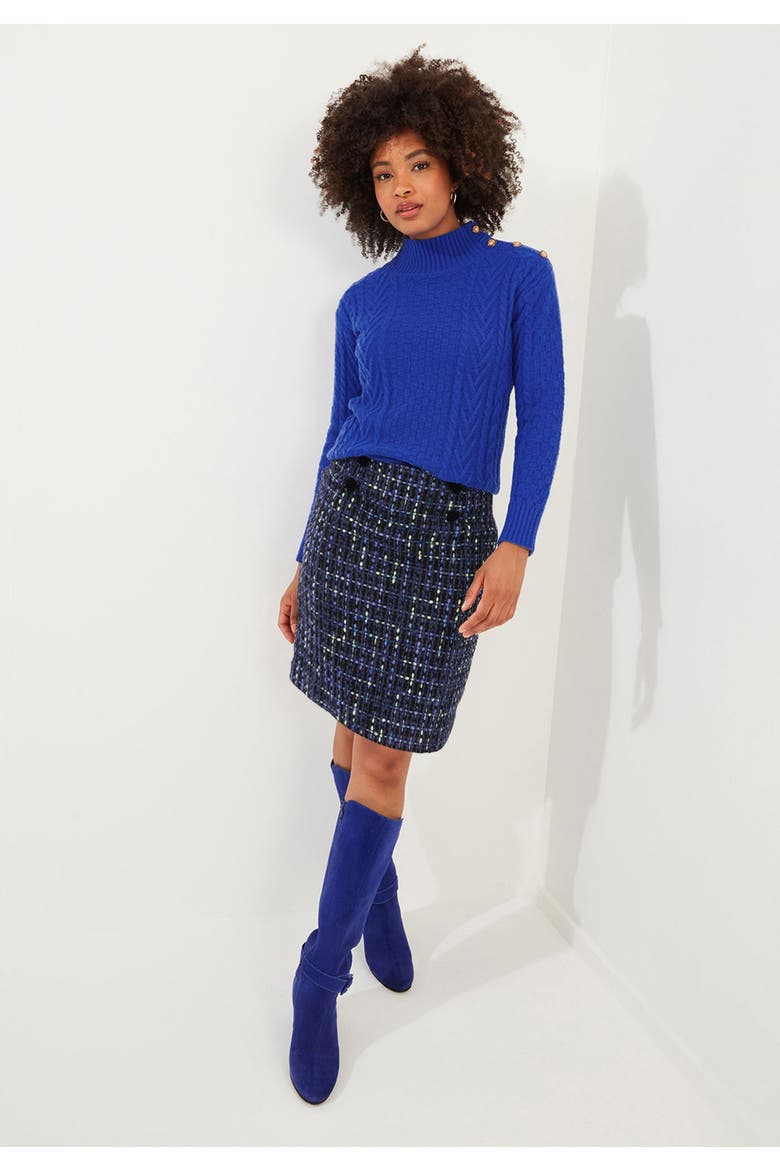Tweed Pencil Skirt, Main, color, NAVY TWEED