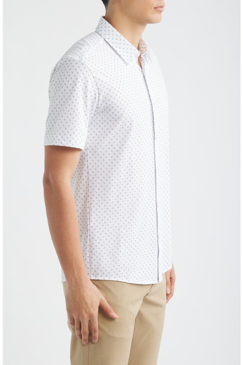 Roan Slim Fit Short Sleeve Button-Up Shirt, Alternate, color, WHITE/ GREEN
