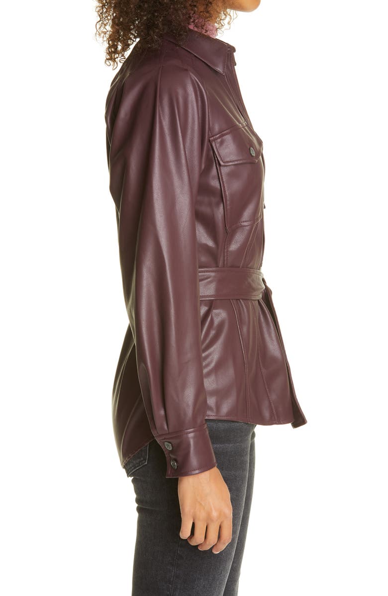 Rebecca Taylor Faux Leather Belted Jacket, Alternate, color, 