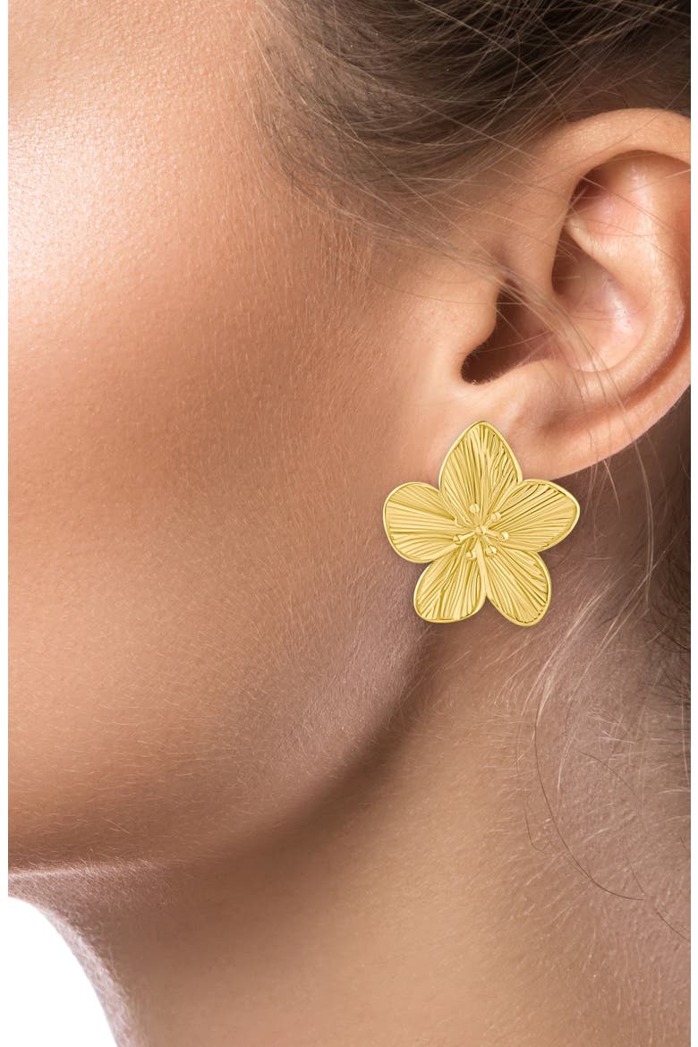 Etched Floral Stud Earrings (Nordstrom Exclusive), Alternate, color, GOLD